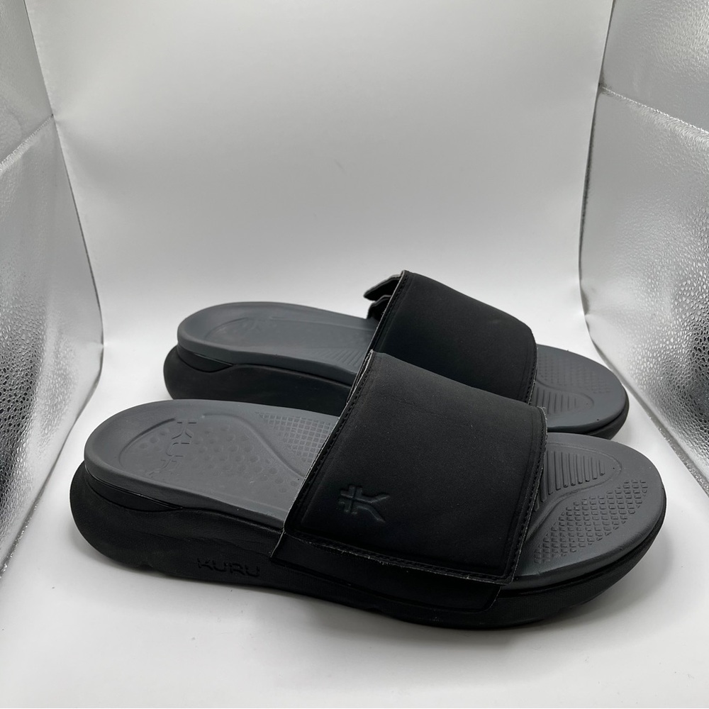 Kuru slides sandals mens black & grey size 12 slip on recovery orthopedic